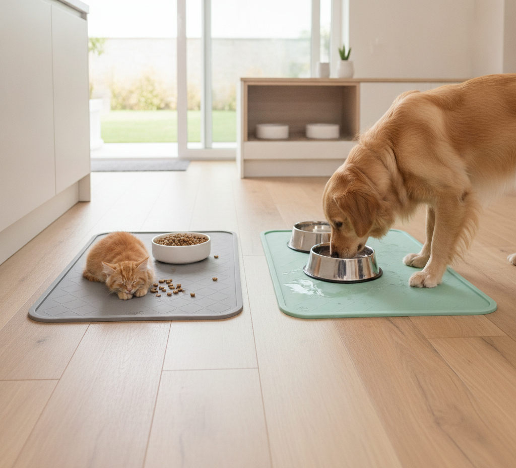 Pet mats for feeding areas