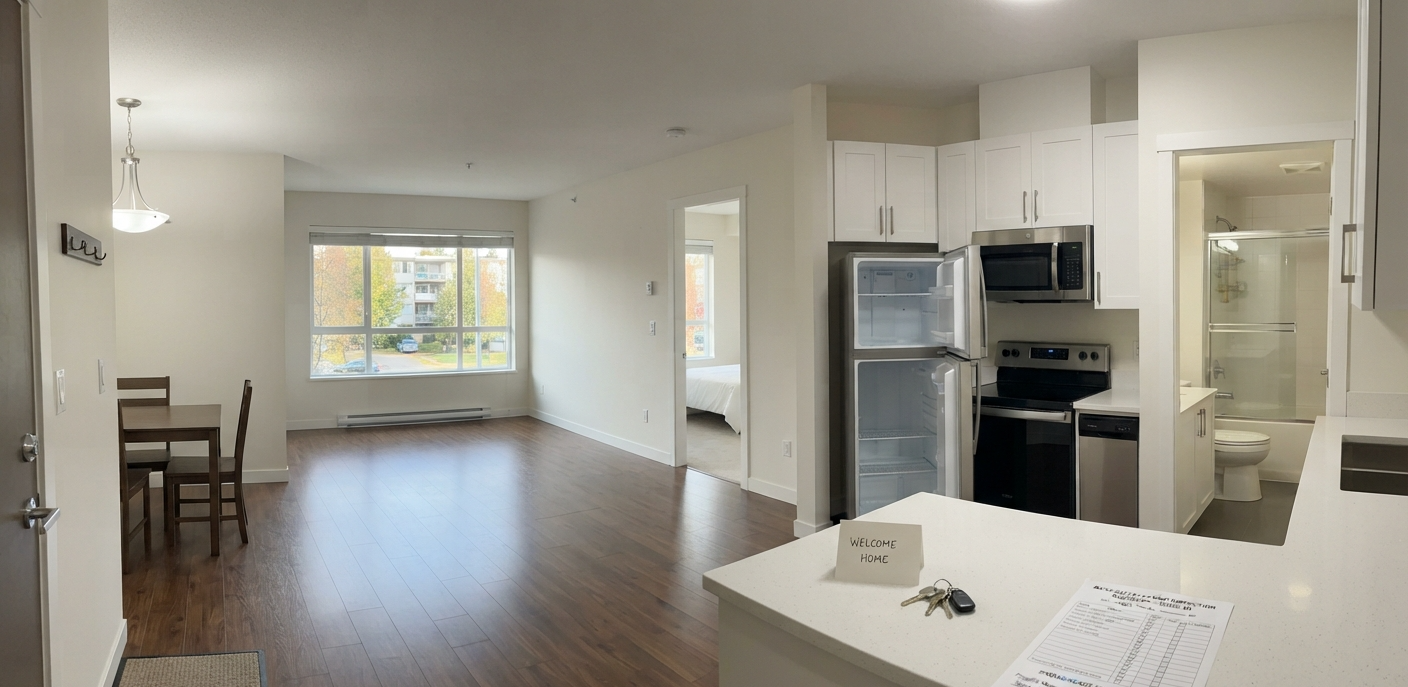 Canadian apartment ready for new tenants after following a move out cleaning checklist