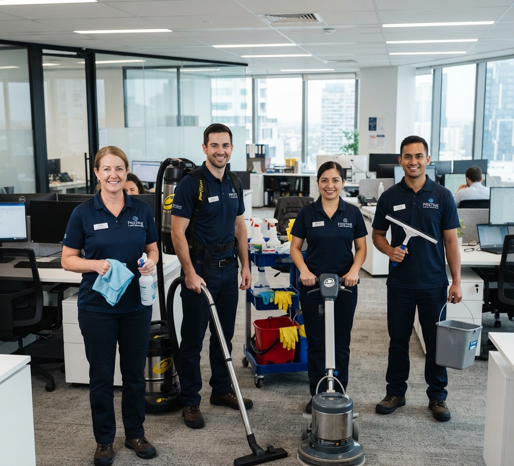 Professional cleaning company ready to clean your office.