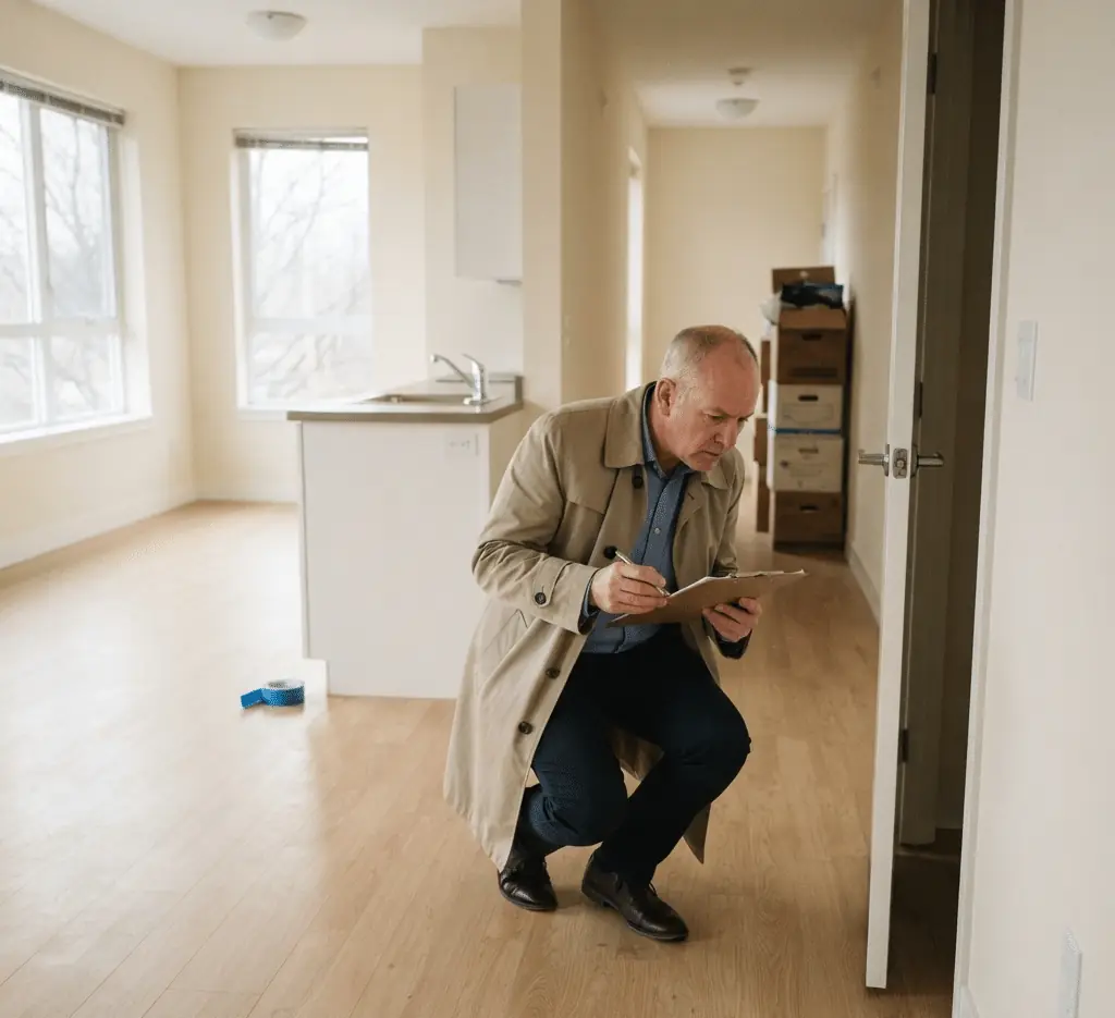 A landlord checking an empty apartment after the tenant has left