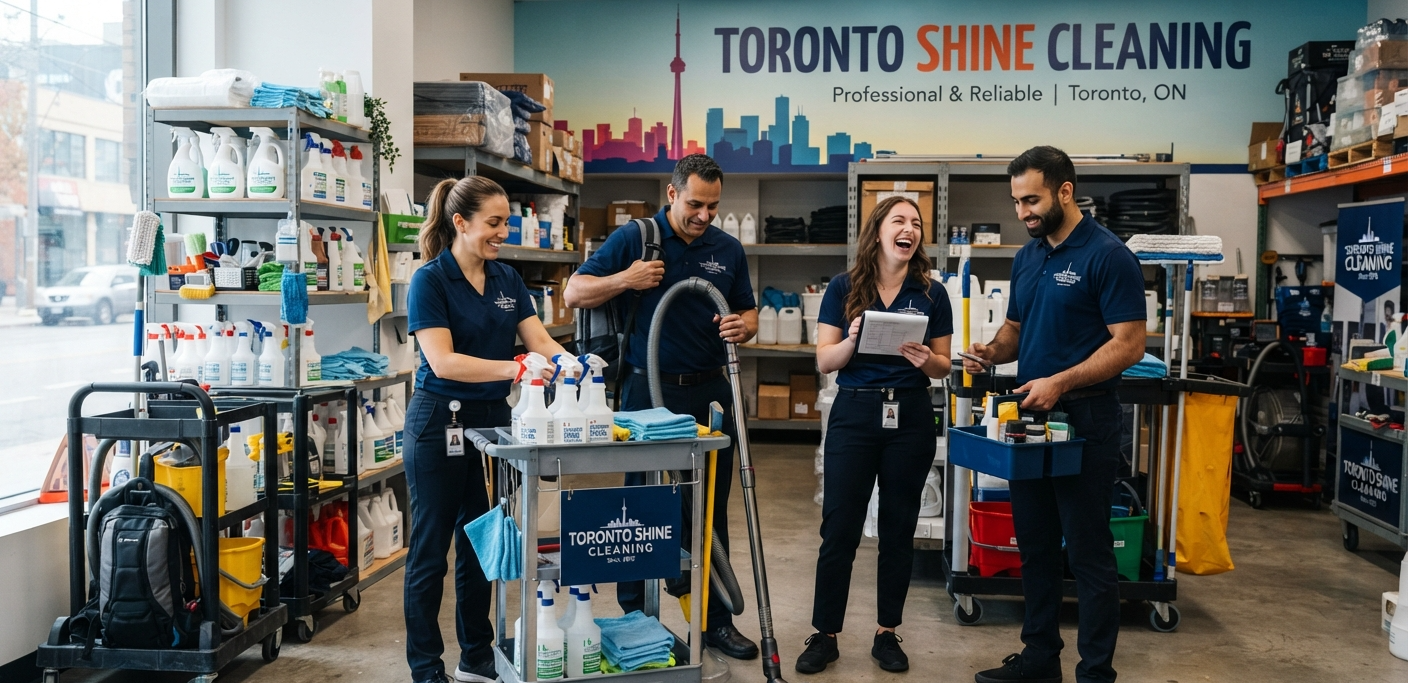 Toronto Shine Cleaning team prepares for the cleaning.