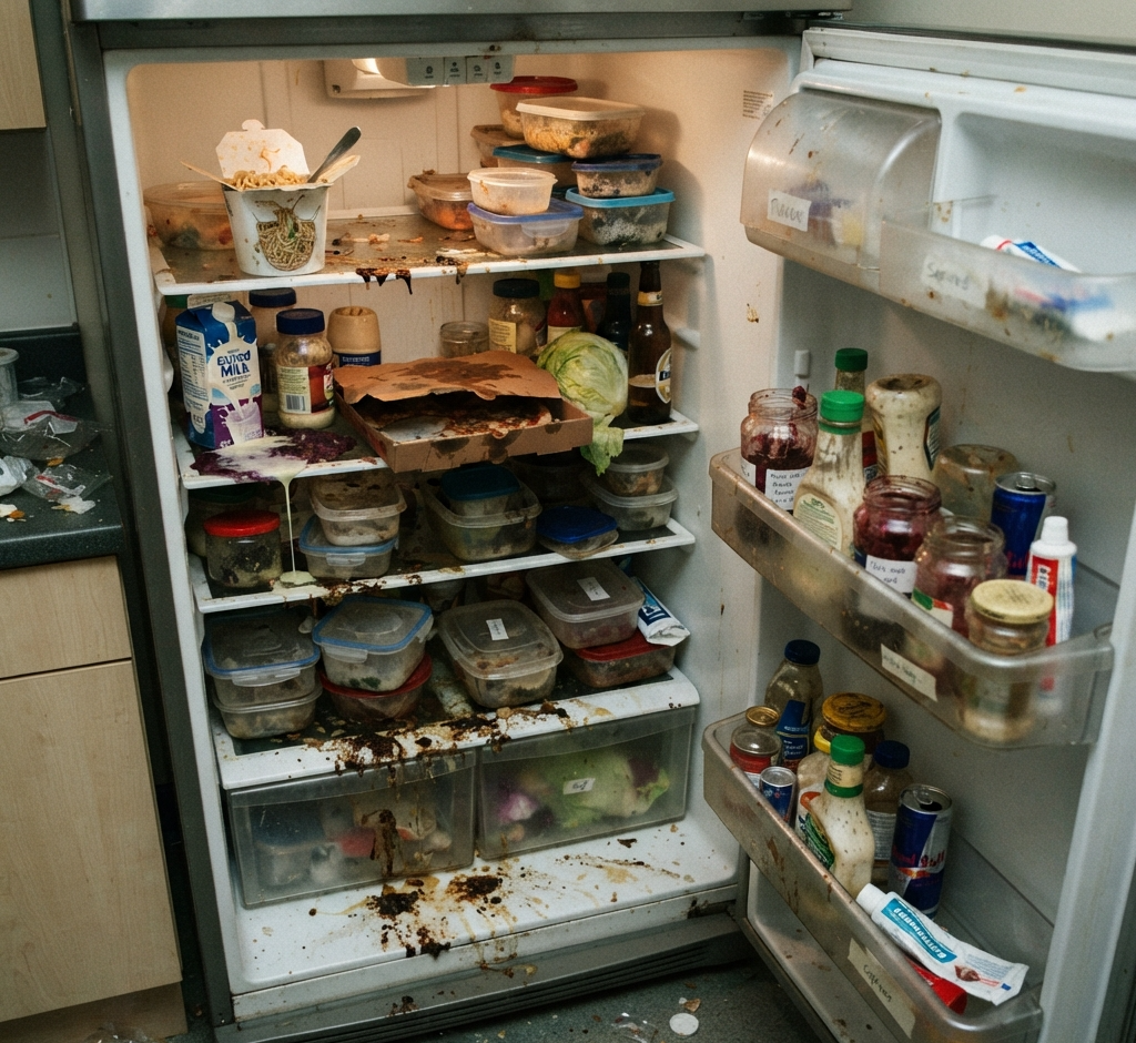 a messy fridge