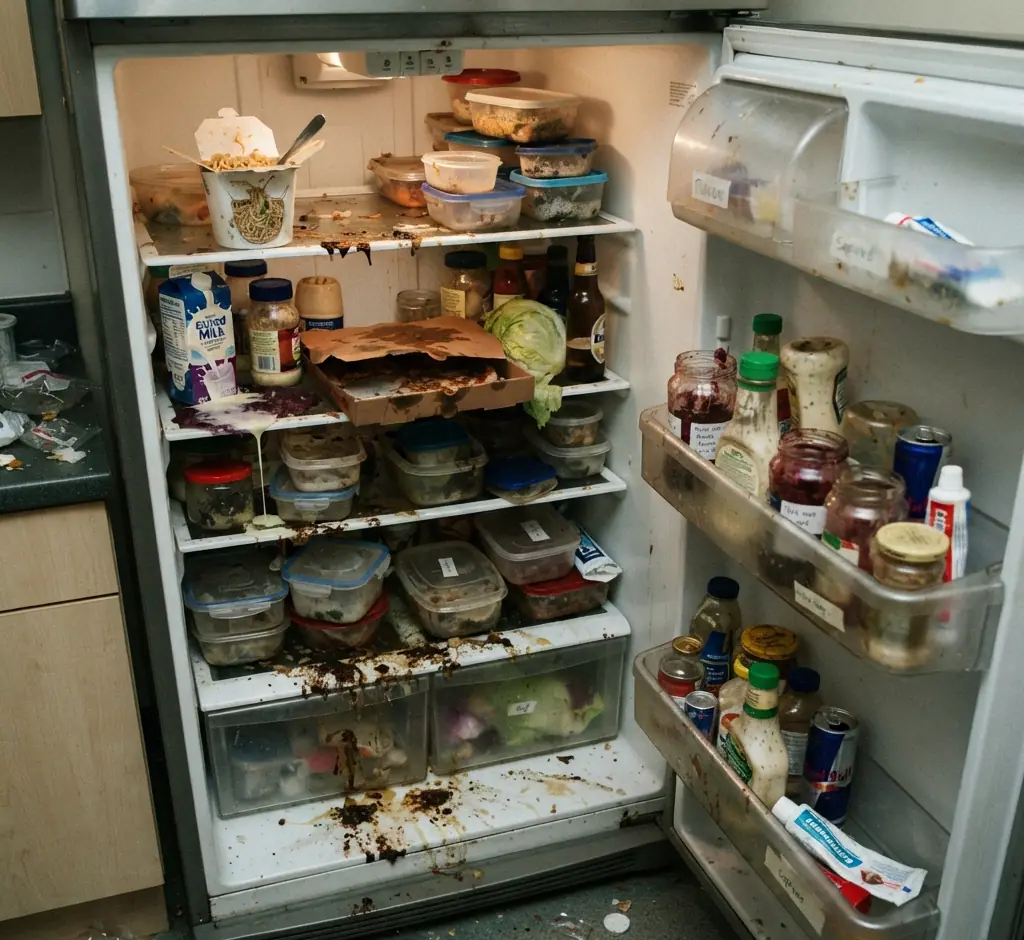 a messy fridge