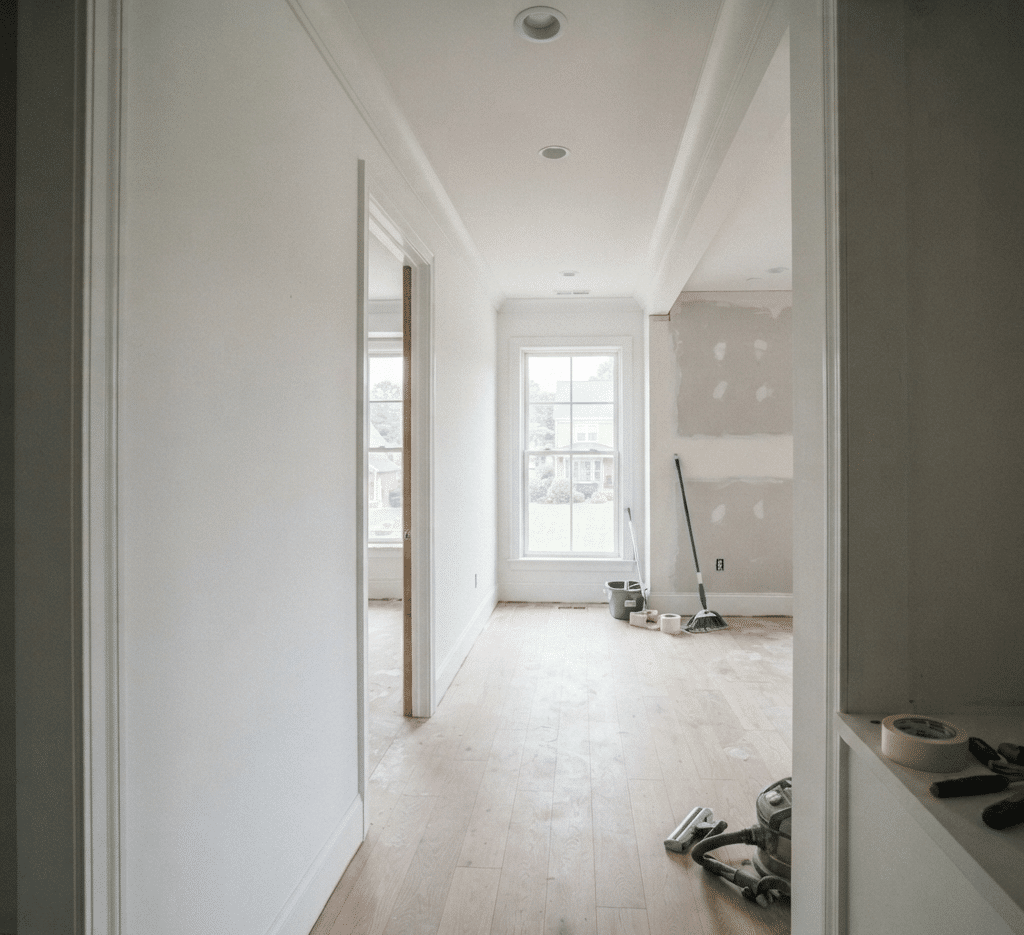 floor and windowsills.